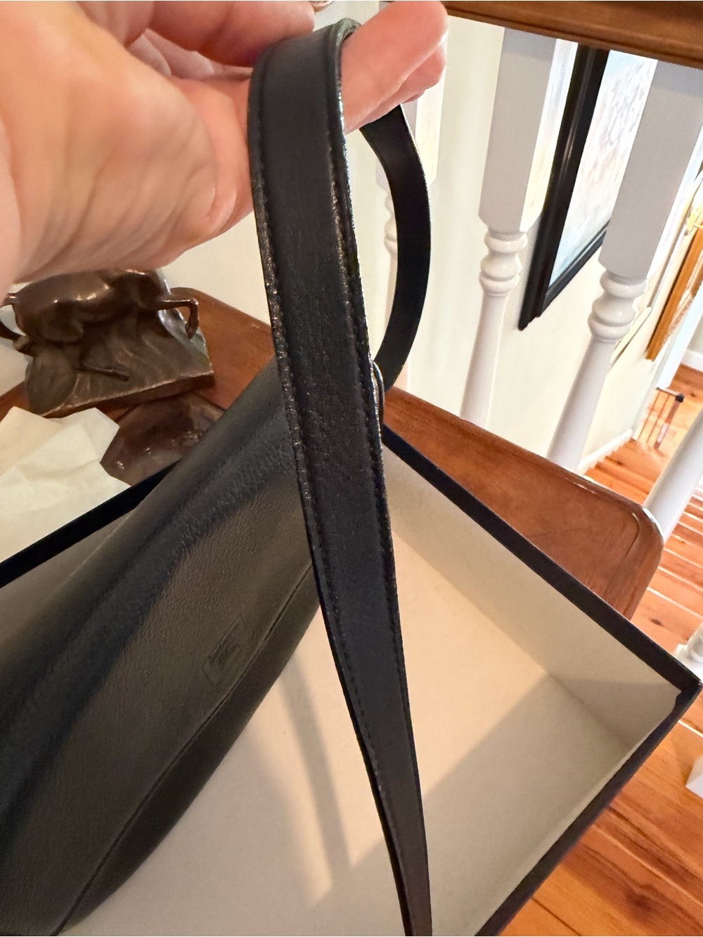 Vintage Burberry London Black Leather Crossbody Bag Nova Check w/ Box Dust Bag - Picture 13 of 15